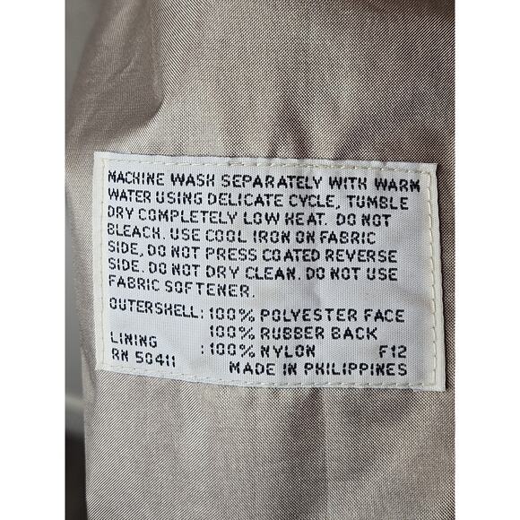 Vintage Fleet Street Trench Coat Women's Sz 10 Shiny Khaki Tan Double Breasted - Picture 8 of 13